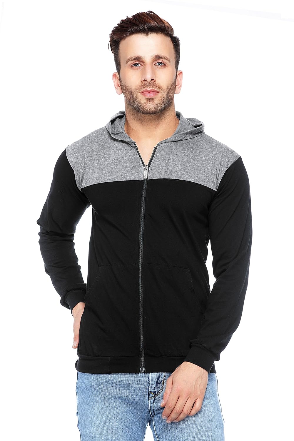 zipper hooded t shirt