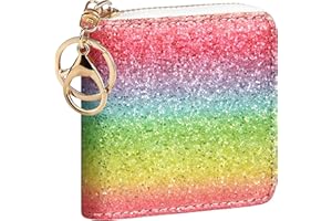 GEEAD Small Glitter Wallet for Women Girls Mini Coin Purse Pouches with Key Ring