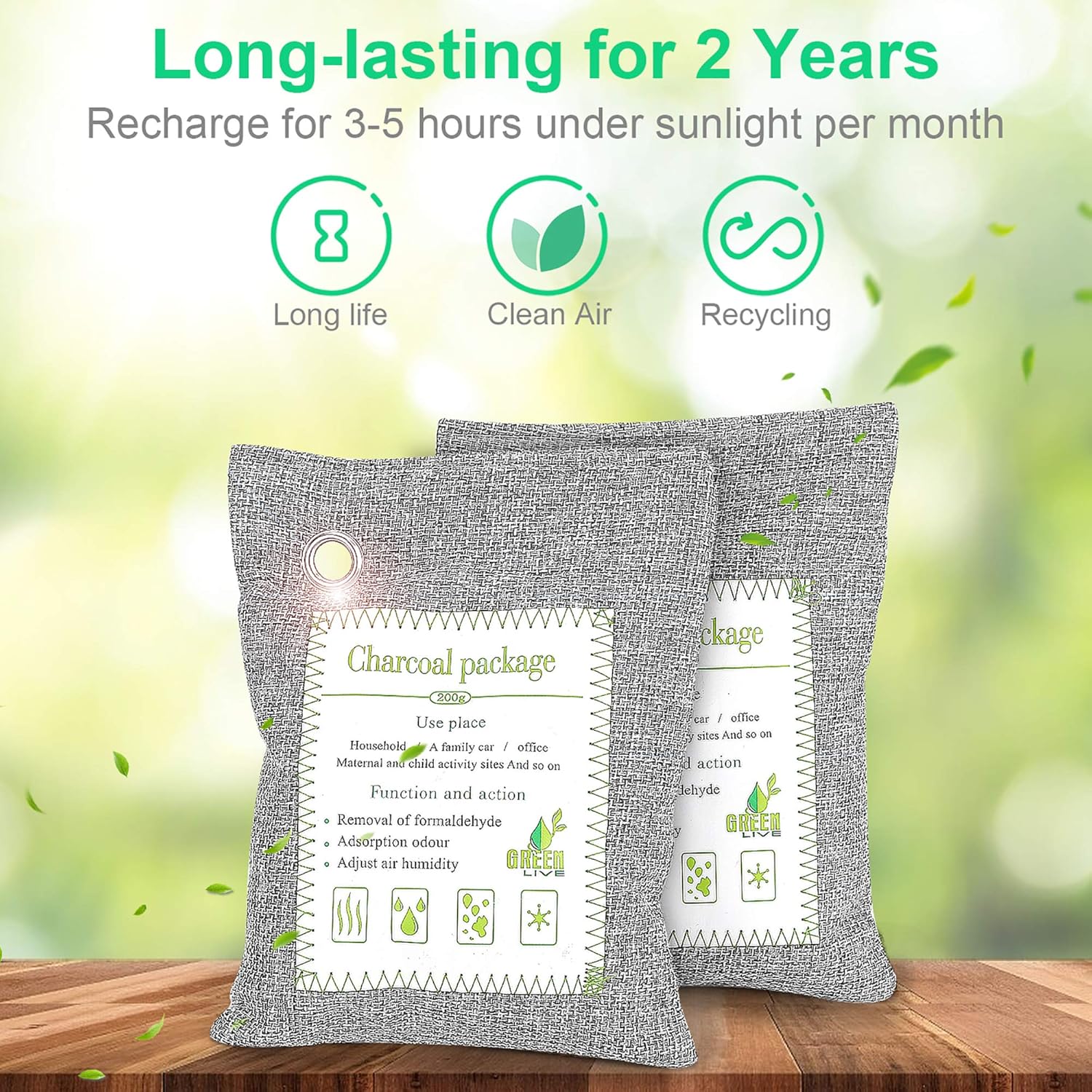 WGCC Activated Bamboo Charcoal Air Purifying Bags, [8 Pack 200g Each] Odor eliminator Odor Absorber Natural Fresh Bags - Kid & Pet Friendly Air Fresheners for Home, Car, Closet, Pets and Basement: Kitchen & Dining