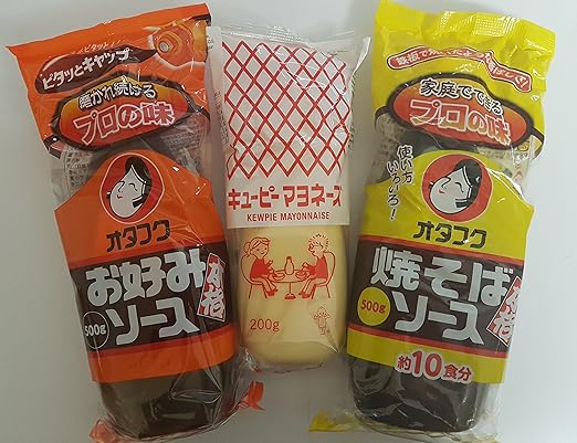 Okonomiyaki Okonomi Sauce Yakisoba Soße japanische Mayonnaise OP Kewpie Zutaten Grundzutaten