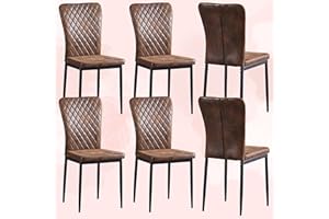 FENZARD Set of 6 Living Room Chairs Dining Chairs with Suede, High Back, Metal Frame and Modern Lattice Design for Living Room, Dining Room,Brown