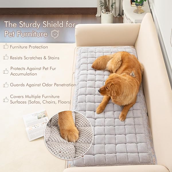 NESTLYMOLY COUCH COVER FOR SOFA, SECTIONAL COUCH COVER FOR DOGS, SOFA COVER WASHABLE, CUSHION COVER BLANKET PAD BED MAT FOR PETS, CHENILLE FURNITURE PROTECTOR, GREY, 27.6X70.9IN