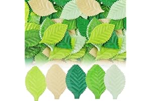 Waydress 200 Pieces Mixed Leaves Mulberry Paper Scrapbooking Roses Fabric Green Craft Leaves Mixed Artificial for Wedding Doll House Supplies Card Crafts Cake Decoration