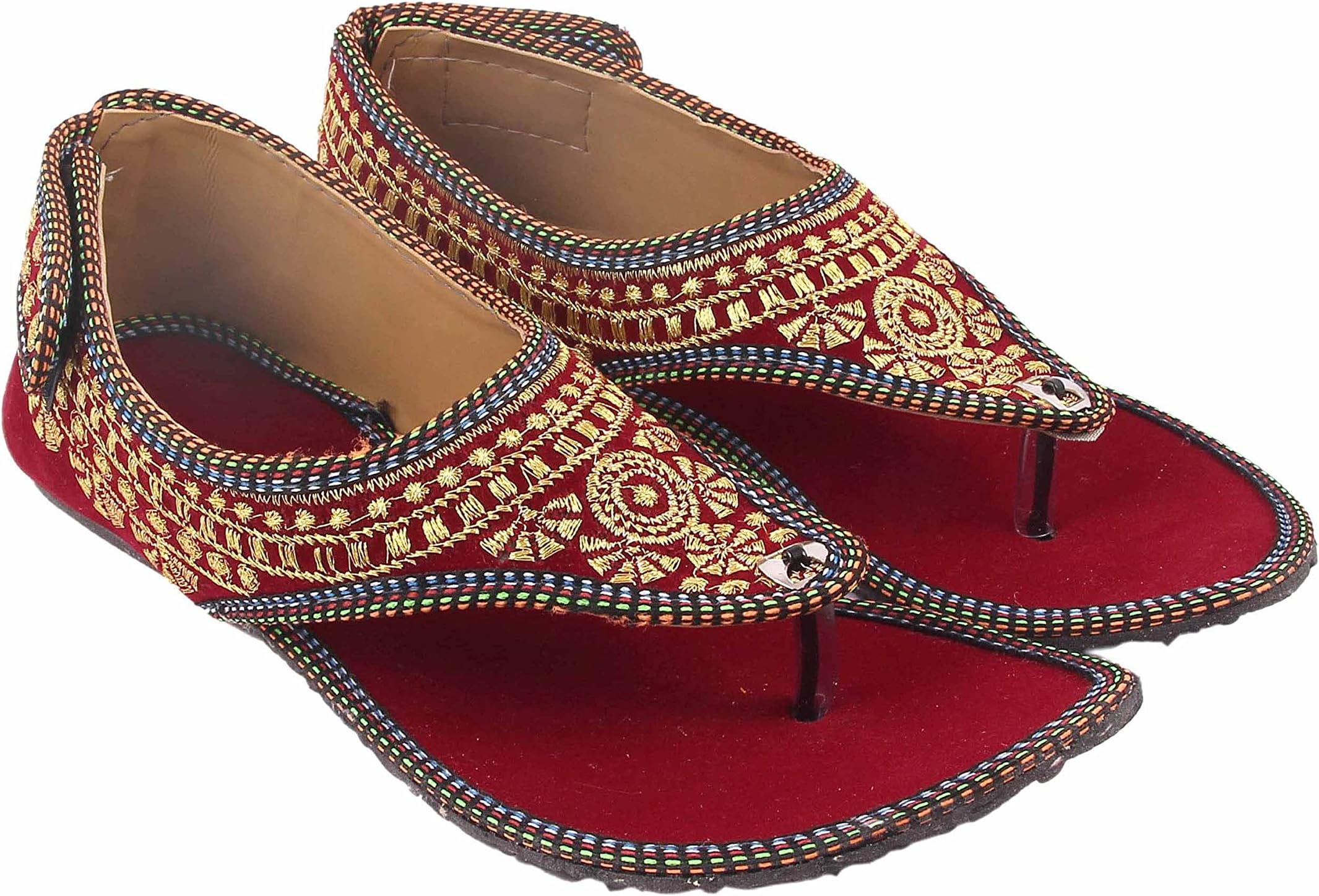 FEMMECRAFTS Black Rajasthani Style Embroidered Sandals for Women