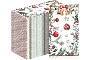 Deorfuy Berry Christmas Napkins Disposable Party Decorations,100PCS Christmas Dinner Guest Napkins Paper Decor, Berry Winter Holiday and Cocktail Xmas Towels Decor