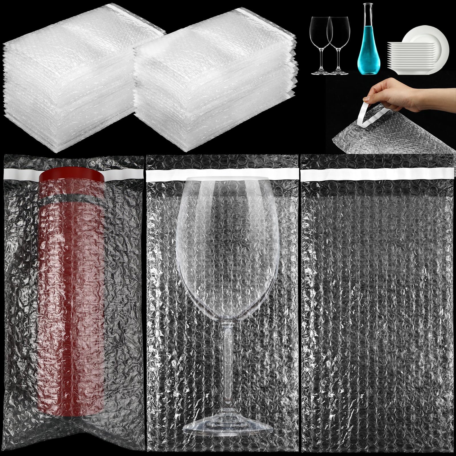 Photo 1 of Frienda 300 Pcs Clear Self Sealing Bubble Cushion Bags Double Wall Bubble Pouch Bag Plastic Shockproof Protective Packing for Small Business Moving Shipping Packaging Storage(6" X 10")