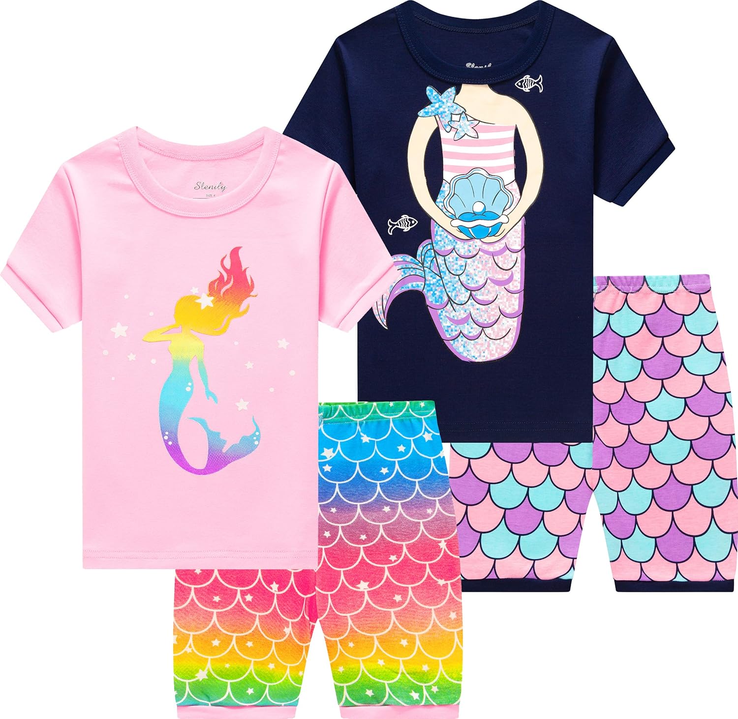 Buy Girls Summer Pajamas Sets Mermaid Cotton Sleepwear for Toddler Kids