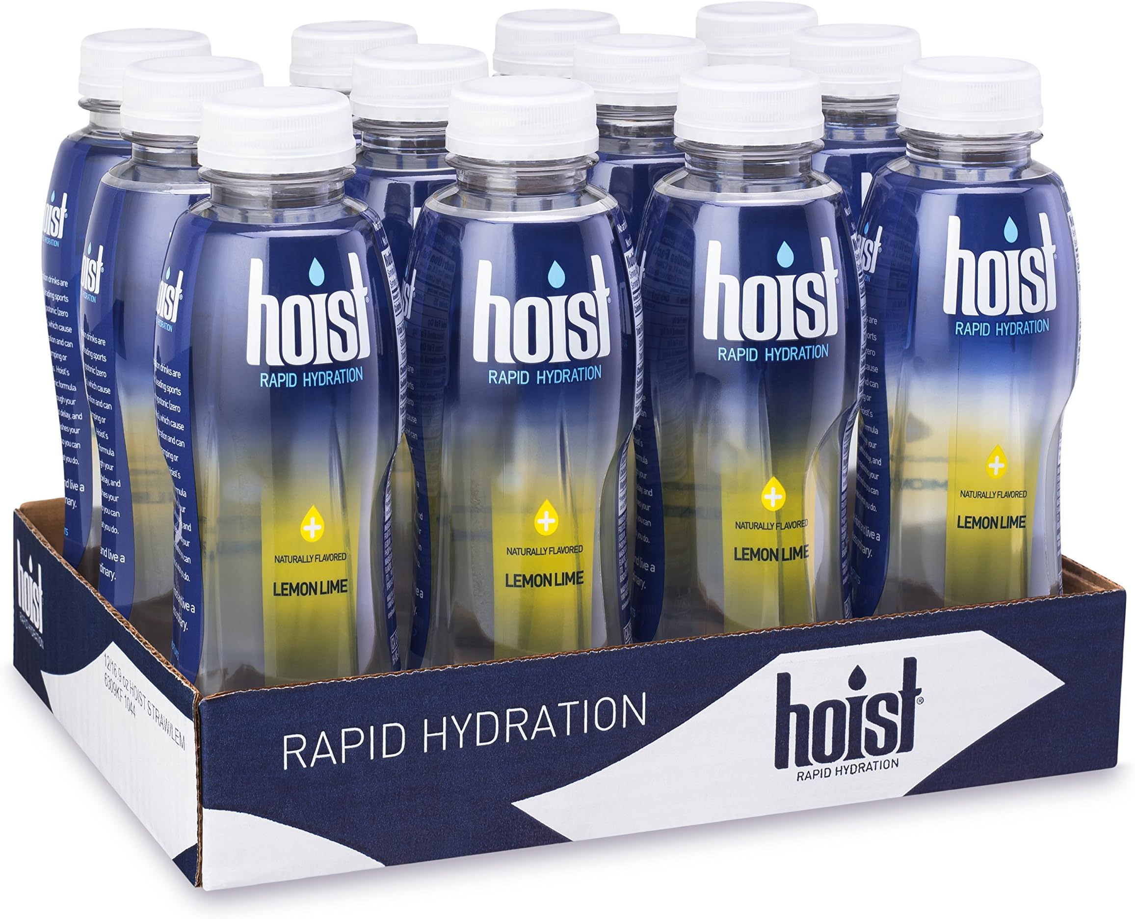 Hoist Electrolyte-Replenishing Premium Hydration Drink, Lemon Lime, 16.9oz Bottles (Pack of 12)
