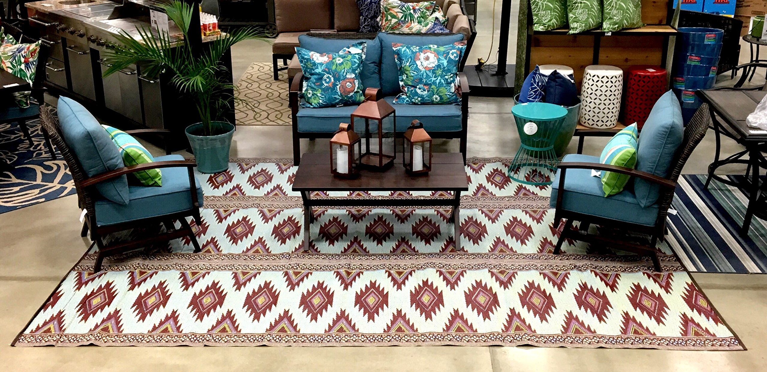 9’x12’ Outdoor rugs Patio RV Camping Rug Mat Picnic Garden Reversible