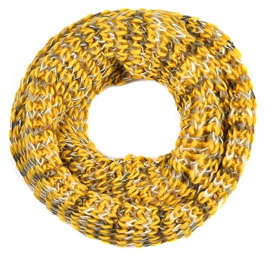 Intermoda Strick Loop Schal I Wolloptik Grobstrick I Mehrfarbig Gestrickt I Multicolour Strickmuster I Damen