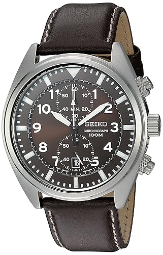 Seiko Men's SNN241 Stainless Steel Watch with Brown Leather Band