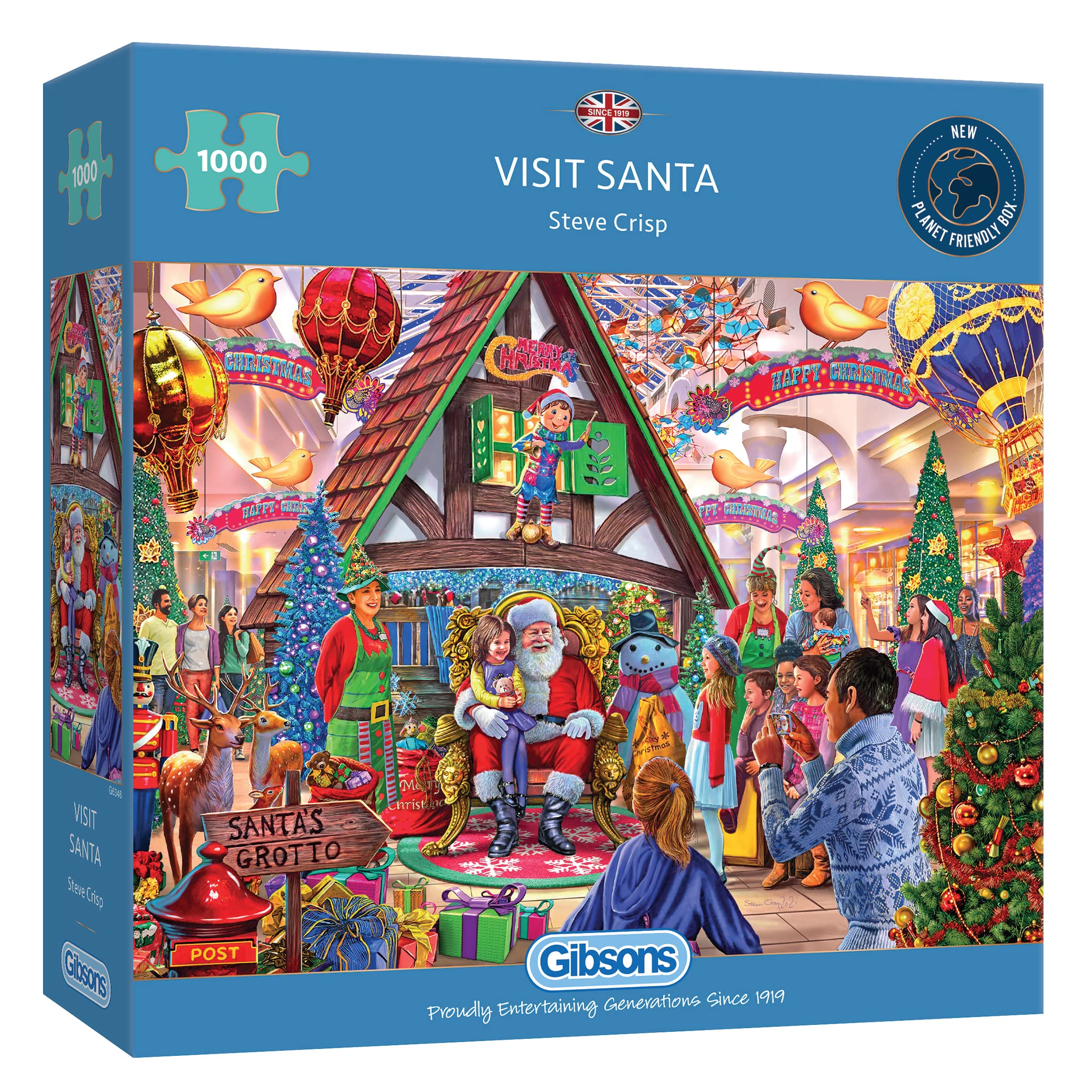 Visit Santa 1000 Piece Jigsaw Puzzle | Christmas Jigsaw | Sustainable Puzzle for Adults | Premium 100% Recycled Board | Great Gift for Adults | Gibsons Games