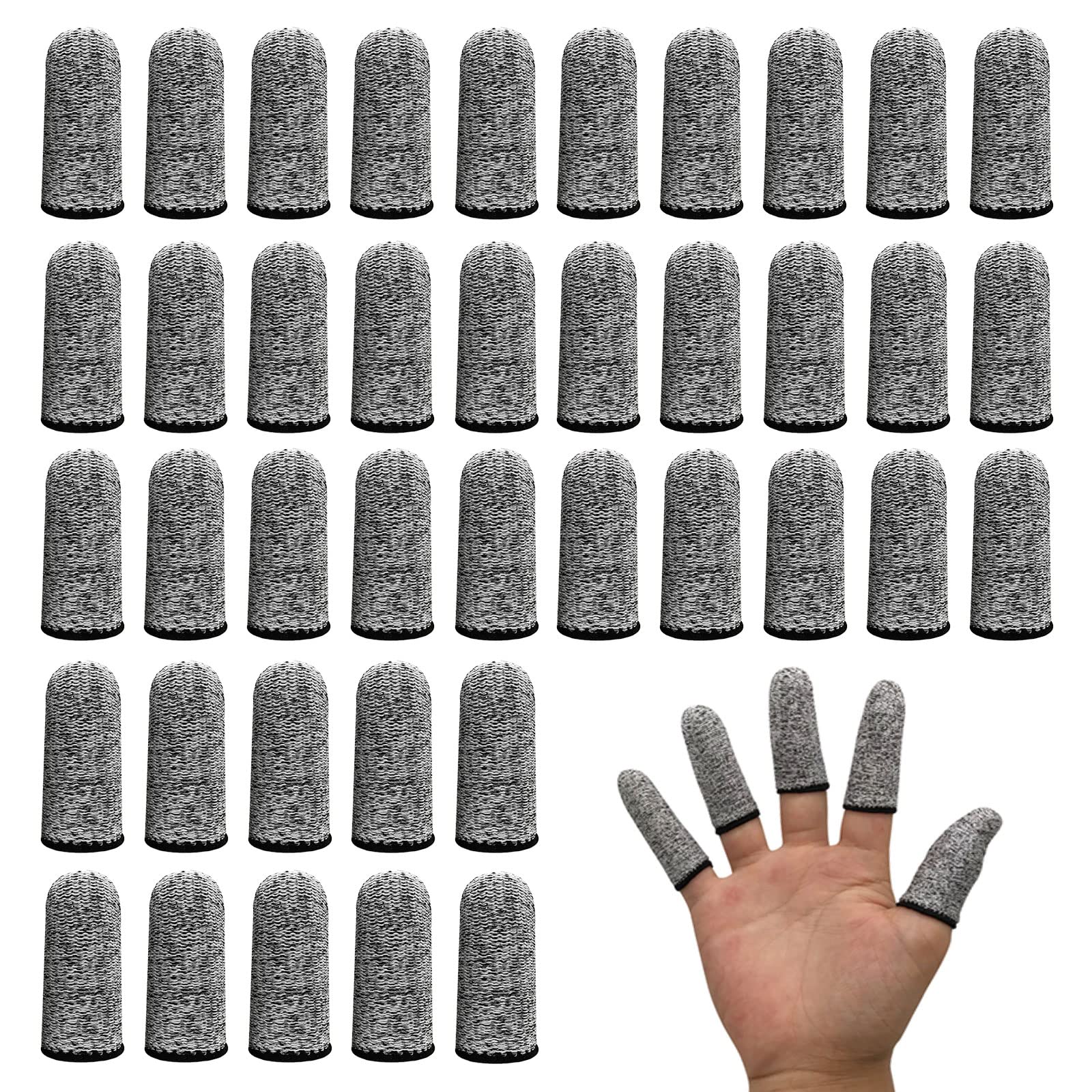 TSHAOUN 40 Pcs Finger Cots Finger Protectors Anti Cutting Fingers Cover Reusable Anti-Slip Fingers Sleeve, Cut Resistant Protection for Garden, Kitchen, Work, Sculpture,Agricultural Affairs(Grey)