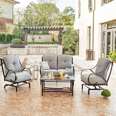 Premium 4PC Patio Conversation Set con Mesa de Ecuador Ubuy