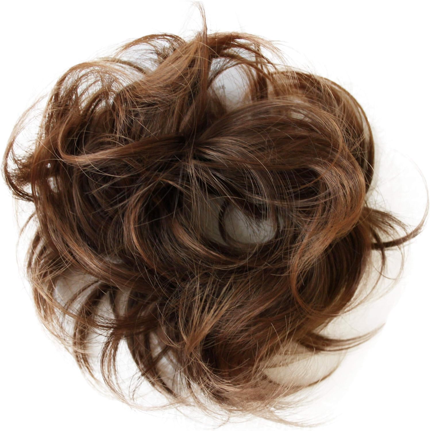 CAISHA Scrunchy Updo Hairpiece Ponytail Extensions Wavy Messy Bun Brown Mix G15C, brown mix #4T30 G15C, 13 cm x 3 cm