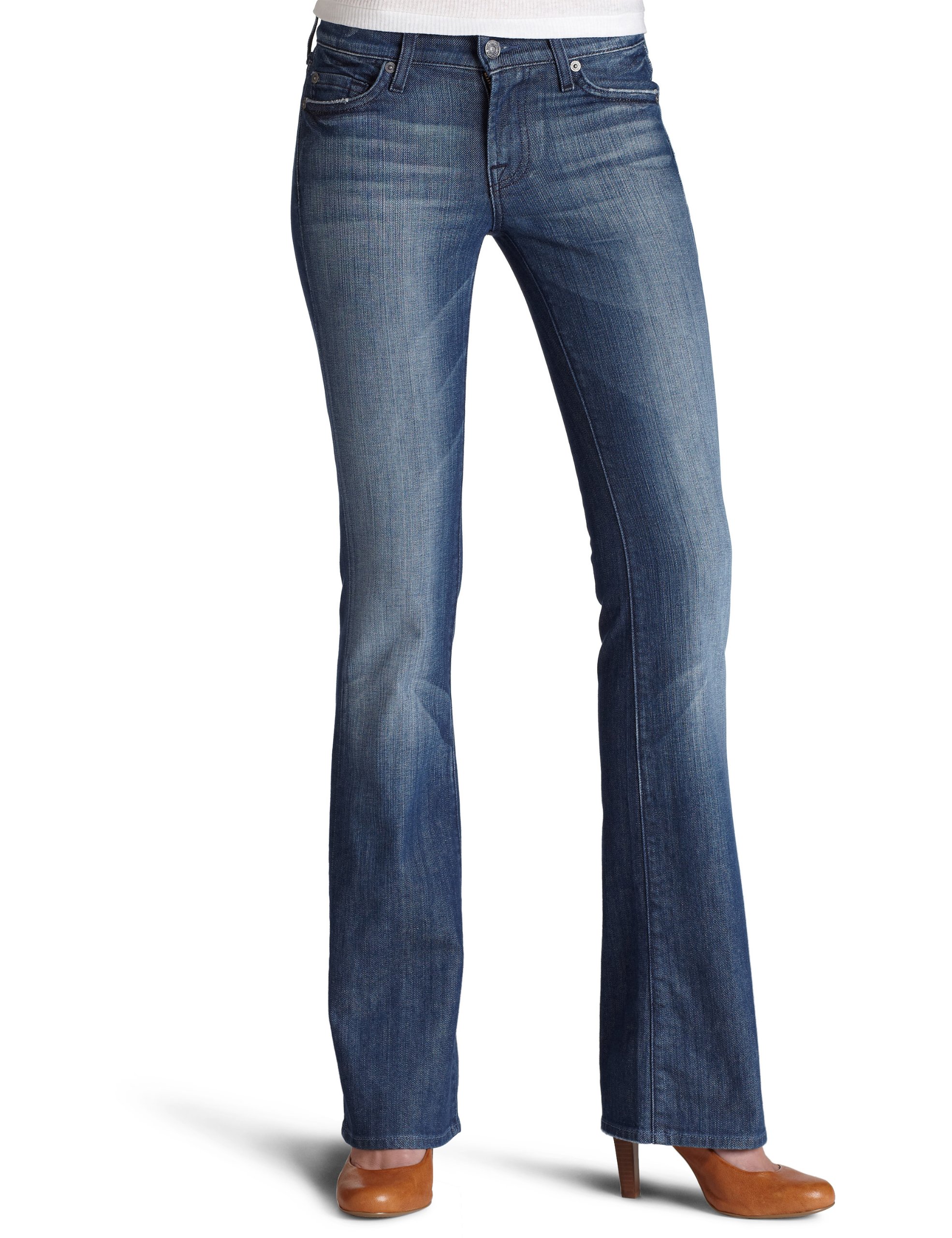 7 For All Mankind Women's Boot Cut Jean with Peek-a-Boo Crystal Fabric in Shore Pine