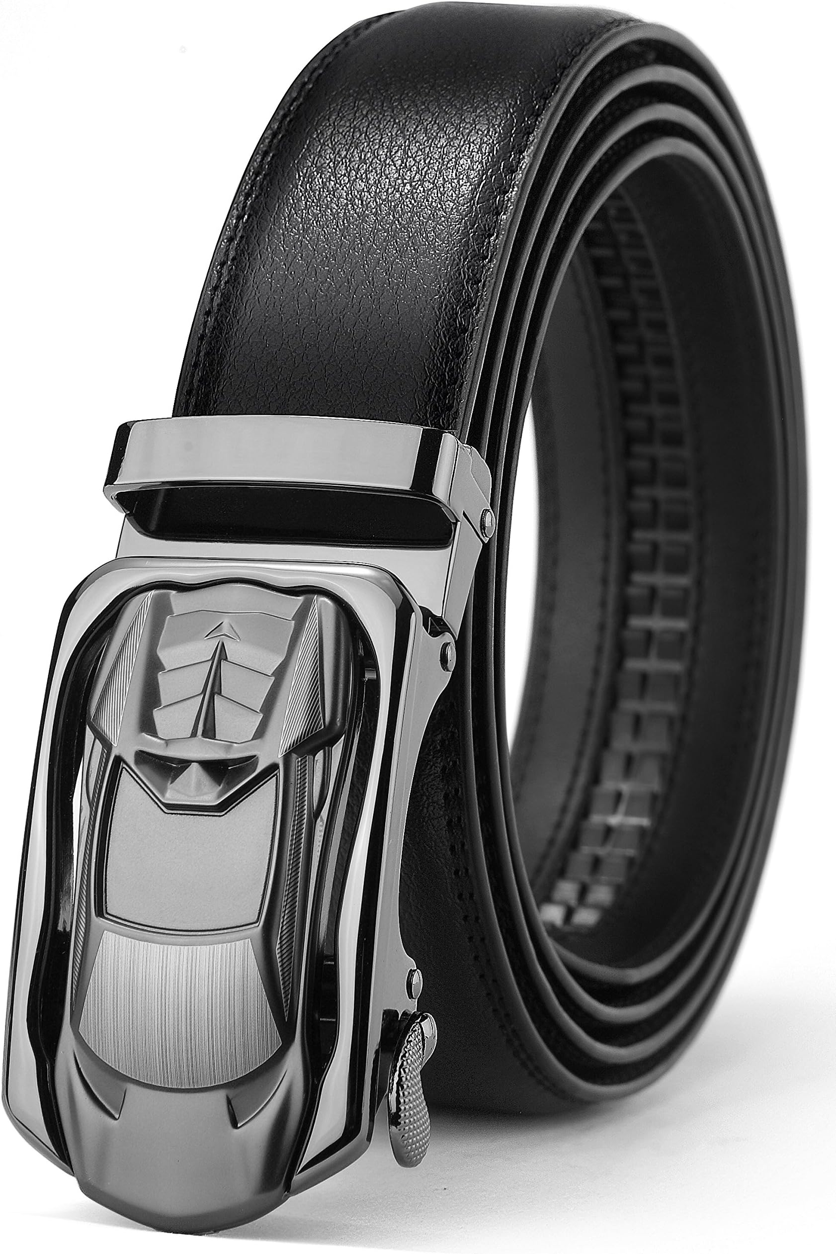 Mens Ratchet Leather Belts Adjustable Automatic Buckle Fashion Dress belt