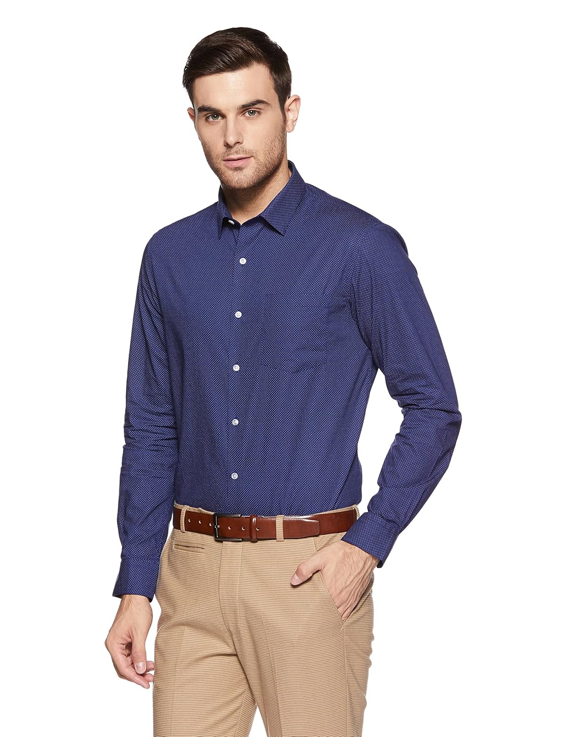 Buy Arrow Men's Printed Slim Fit Formal Shirt (AFWSH0172_Blue_40) at