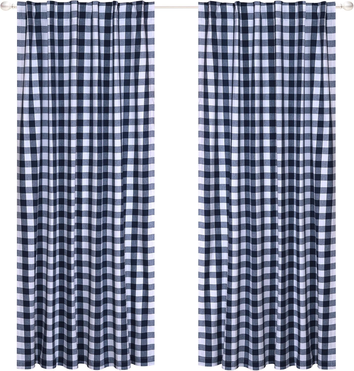 Amazon Com Cottonlin 2pack Buffalo Check Tab Top Reverse Curtain