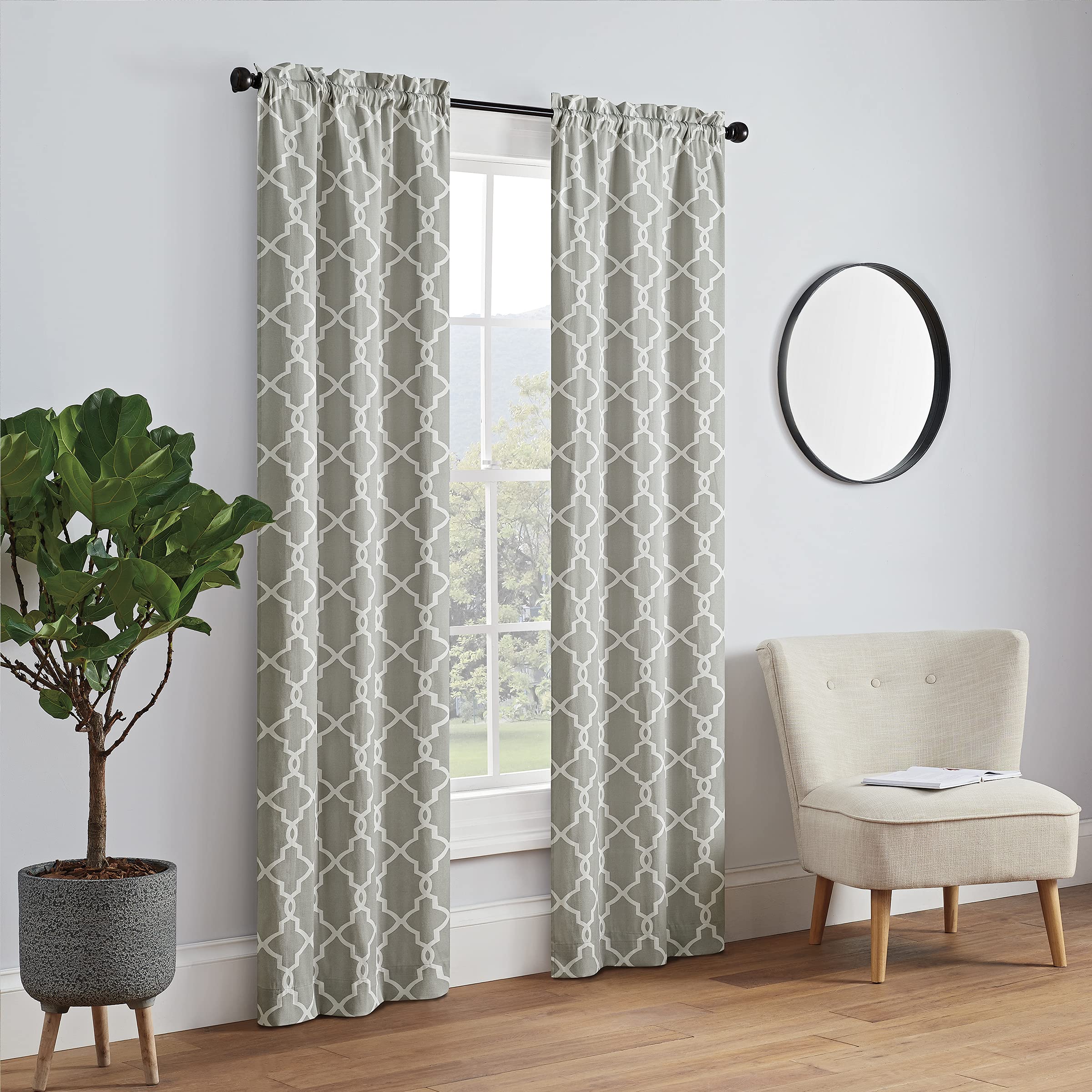 Pairs to Go Vickery Modern Decorative Rod Pocket Window Curtains for Bedroom or Living Room (Double Panel), 28" x 84", Gray
