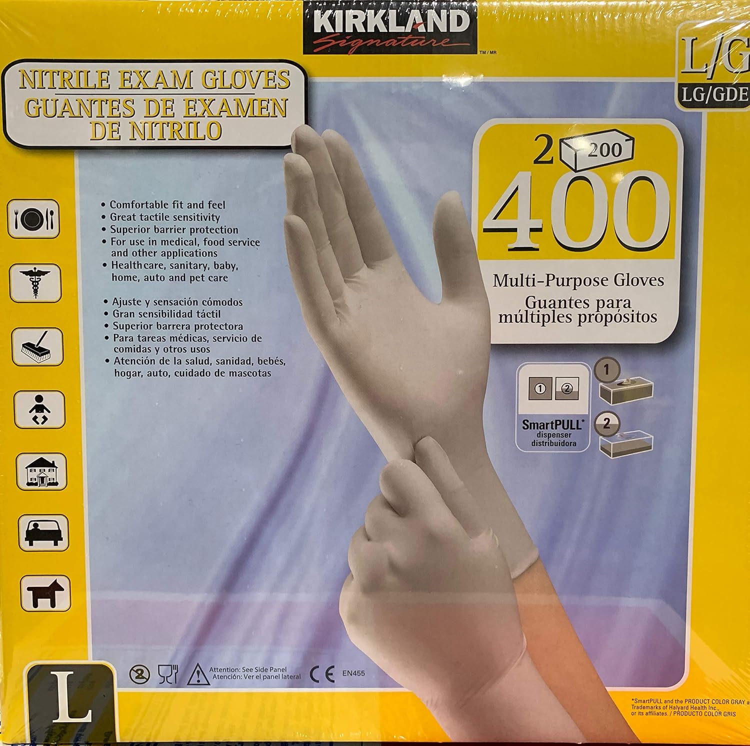 Kirkland Nitrile Exam Gloves Large Free Shipping LATEX FREE 400 COUNT