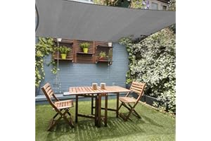 Colegence 8'x16' Rectangle Sun Shade Sail, Outdoor Patio Sunshade Canopy Permeable Shade Sails UV Block Sun Cover for Backyard, Garden, Porch, Dark Grey