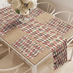 Ambesonne Retro Table Runner & Placemats, Sixties