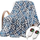Homemate Electric Blanket Heated Queen Size - 84“x90“ Ultra Soft Cozy Flannel Heating Blanket with 10 Fast Heat Levels 8 Hours Auto Off Over-Heated Protection ETL Certification Keep Warm in Home