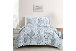 SO OQ STYLE QUARTERS Style Quarters Duvet Cover King-Blue Damask King Size Duvet Cover Set 3 Piece Soft Breathable Boho Bedding Sets Includes 1 Duvet Cover and 2 Pillow Shams 100% Washed Microfiber Duvet Cover