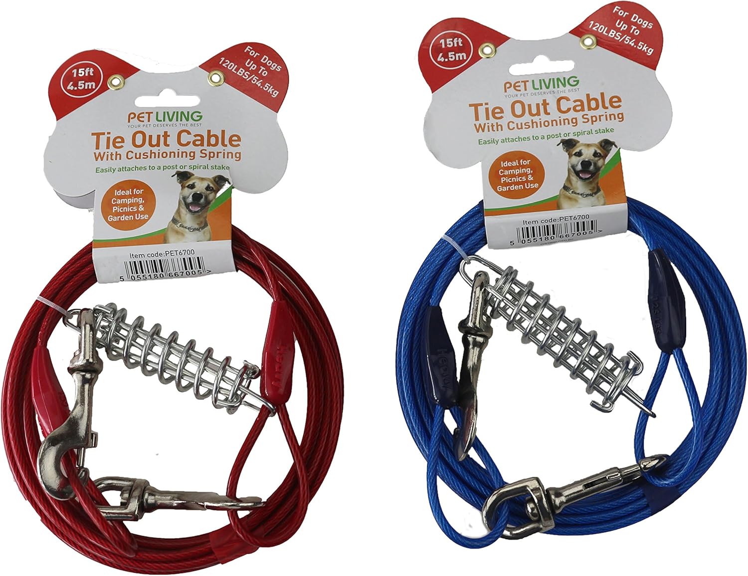 Heavy Duty Chew Proof Dog Puppy Tie Out Cable With Cushioning Springs