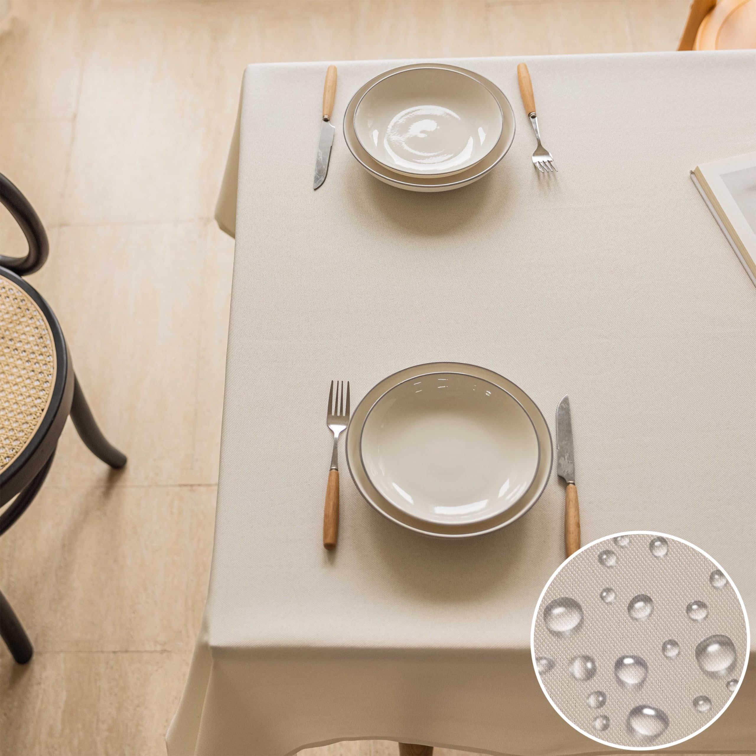 Home Brilliant White Tablecloth Waterproof for Party Indoor Outdoor Party, 6ft Table Cloth for 4 to 6 Seater, Linen Table Cloths Rectangle for Restaurant, White, 140CM x 183CM