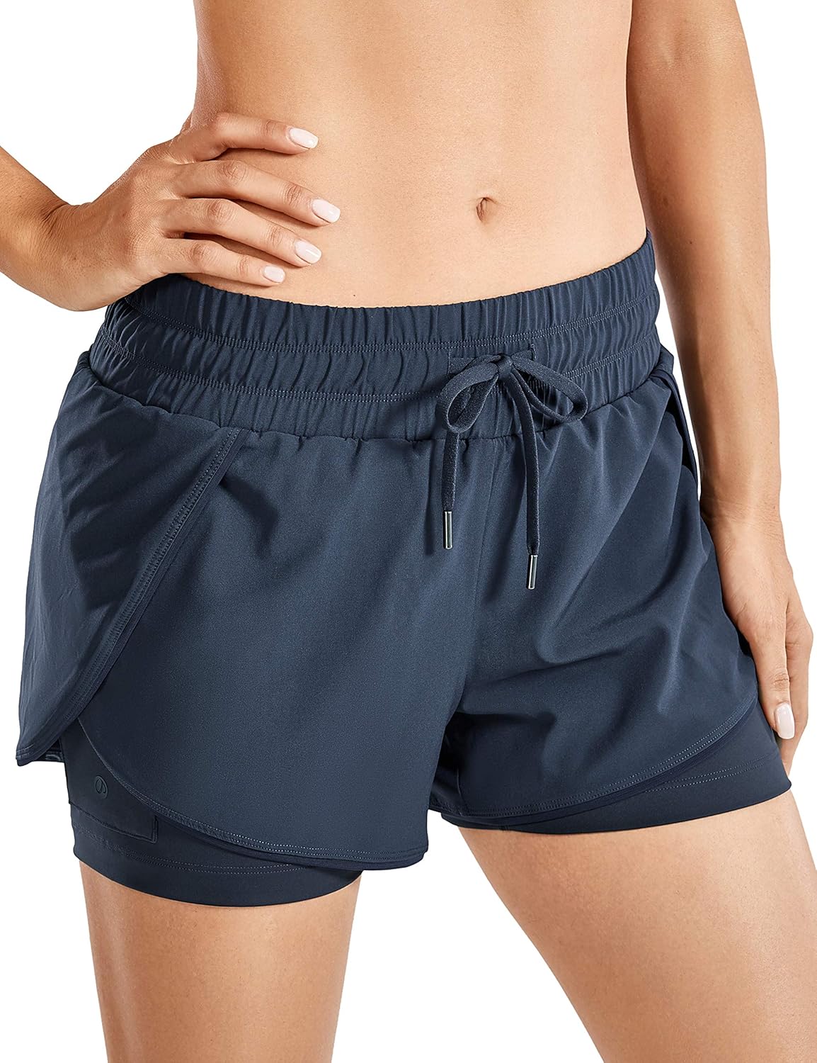 CRZ YOGA Workout Running Shorts Women with Liner 2 in 1 Athletic Sports Shorts with Zip Pocket- 3 inches: Clothing