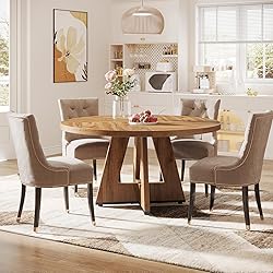 Tribesigns Round Dining Table Wood Kitchen Table