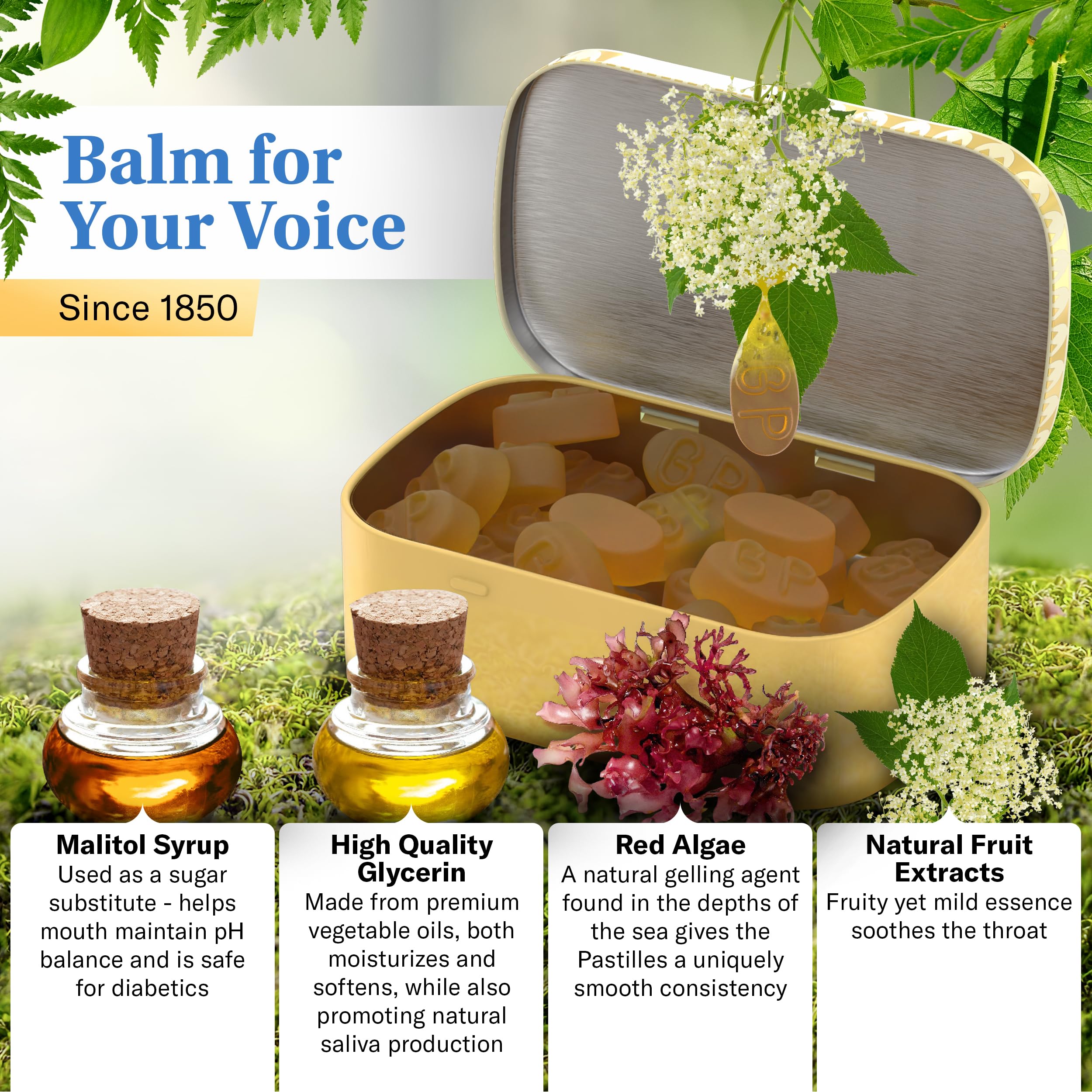 GRETHER'S Sugarfree Elderflower Pastilles Remedy for Dry Mouth Relief - Soothing Throat & Healthy Voice - Gift for Singers - 1-Pack - 3.75 oz.