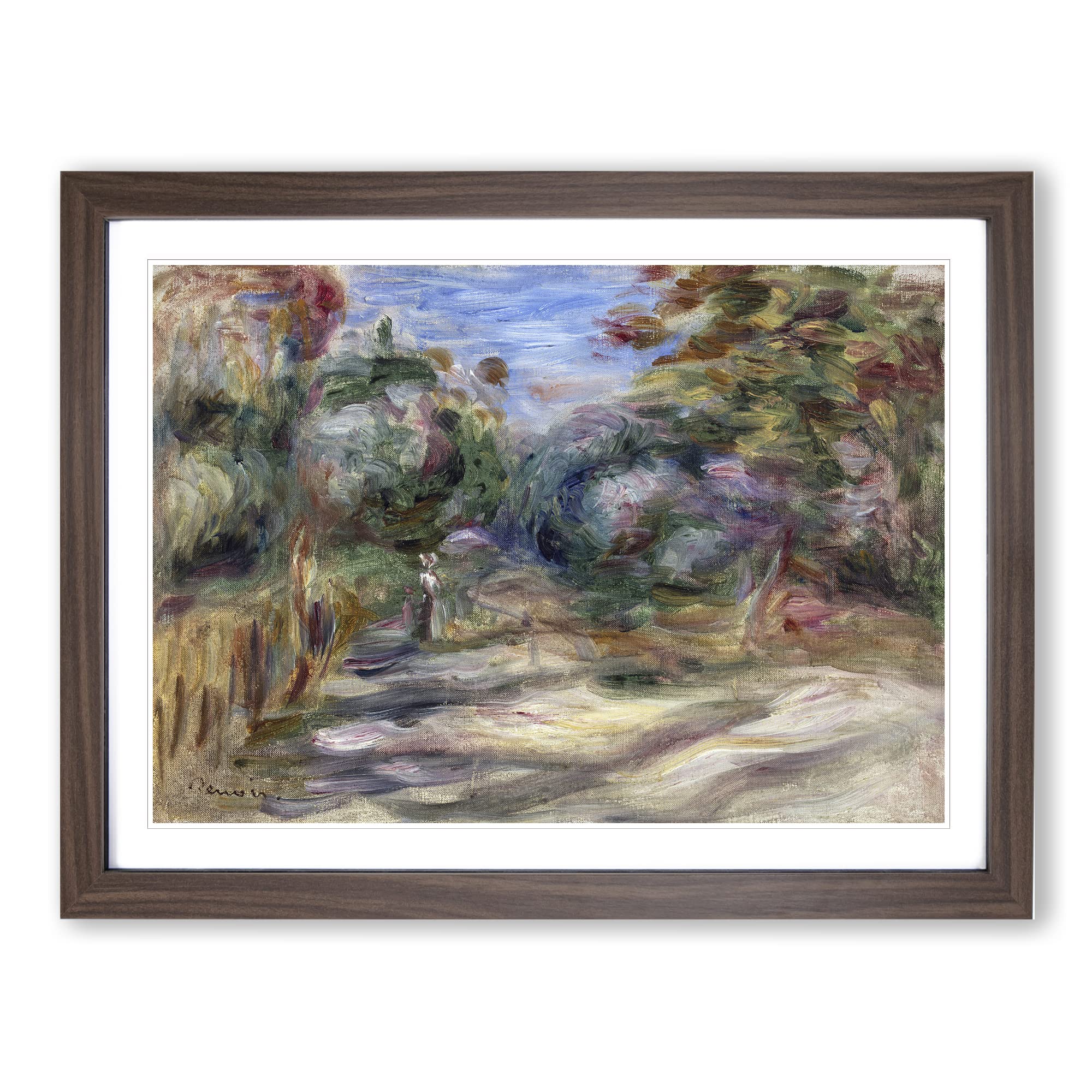 Landscape Vol.5 By Pierre Auguste Renoir Classic Painting Framed Wall Art Print, Ready to Hang Picture for Living Room Bedroom Home Office Décor, Walnut A4 (34 x 25 cm)