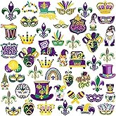 Hotop 48 Pcs Mardi Gras Iron on Patches Carnival Theme Patch Fleur De Lis Mask Crown Sew on Embroidered Applique Repair Patch for Carnival Holiday Jeans Jackets Clothes Backpack Cap DIY Crafts Making