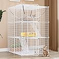 Cat Cage 3-Tier 46" Collapsible Metal Kitten Ferret Cage 360° Rotating
