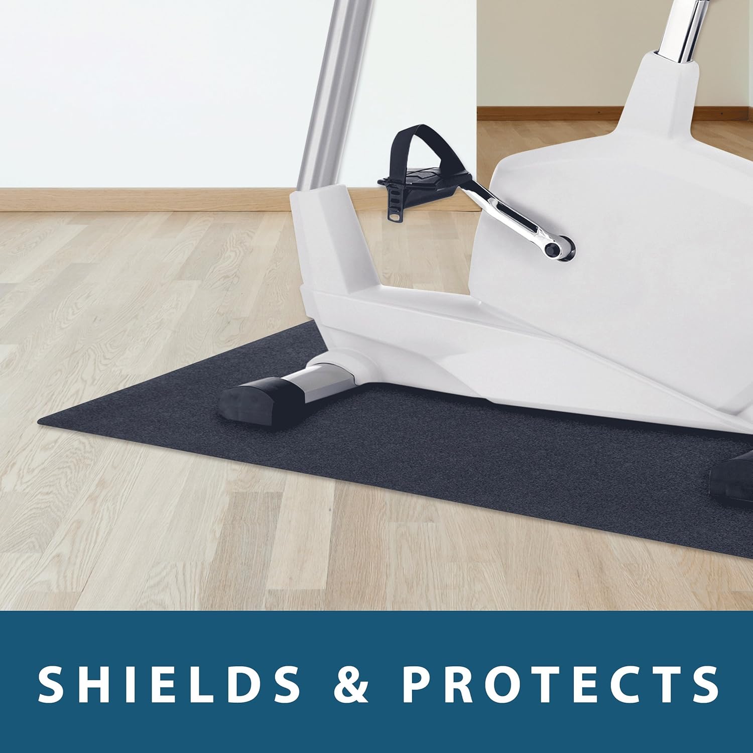 MotionTex Exercise Equipment Mat for Under Stationary Bike, Spin Bike, Fitness Equipment, Home Gym Floor Protection, 24" x 48", Black: Sports & Outdoors