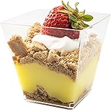 5oz. Modern Dessert Cup, Clear Square Plastic Cup, Stylish Parfait Glasses Dessert Cups, Fancy Trifle Bowl "Quantity 20"