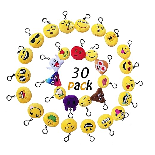 title=Okaytec Set Ben 30 pezzi Portachiavi Emoji- Faccine Portachiavi Emoticon Più