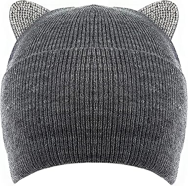 Bonnet En Maille Fine Doublee Avec Oreilles De Chat Aspect Diamant Gris Taille Unique Amazon Fr Vetements Et Accessoires