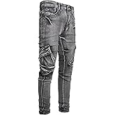 Men's Slim Fit Stretch Jeans Ripped Skinny Jeans for Men, Fashion Straight Leg Comfort Flex Waist Cargo Denim Pants
