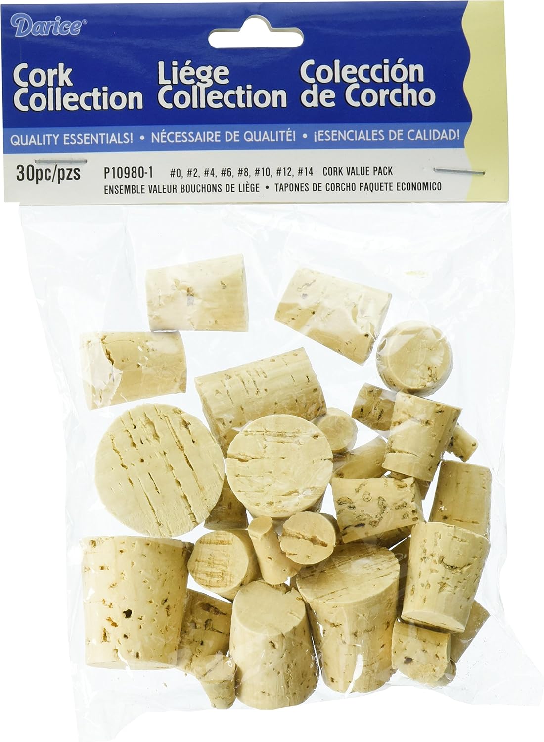 Darice Assorted Corks (30pc) &ndash; Perfect for Cork Craft Projects Like Wreaths, Decorations, Ornaments &ndash; Use for Plugging Bottles &ndash; Includes Eight Cork Sizes (#0-#14)