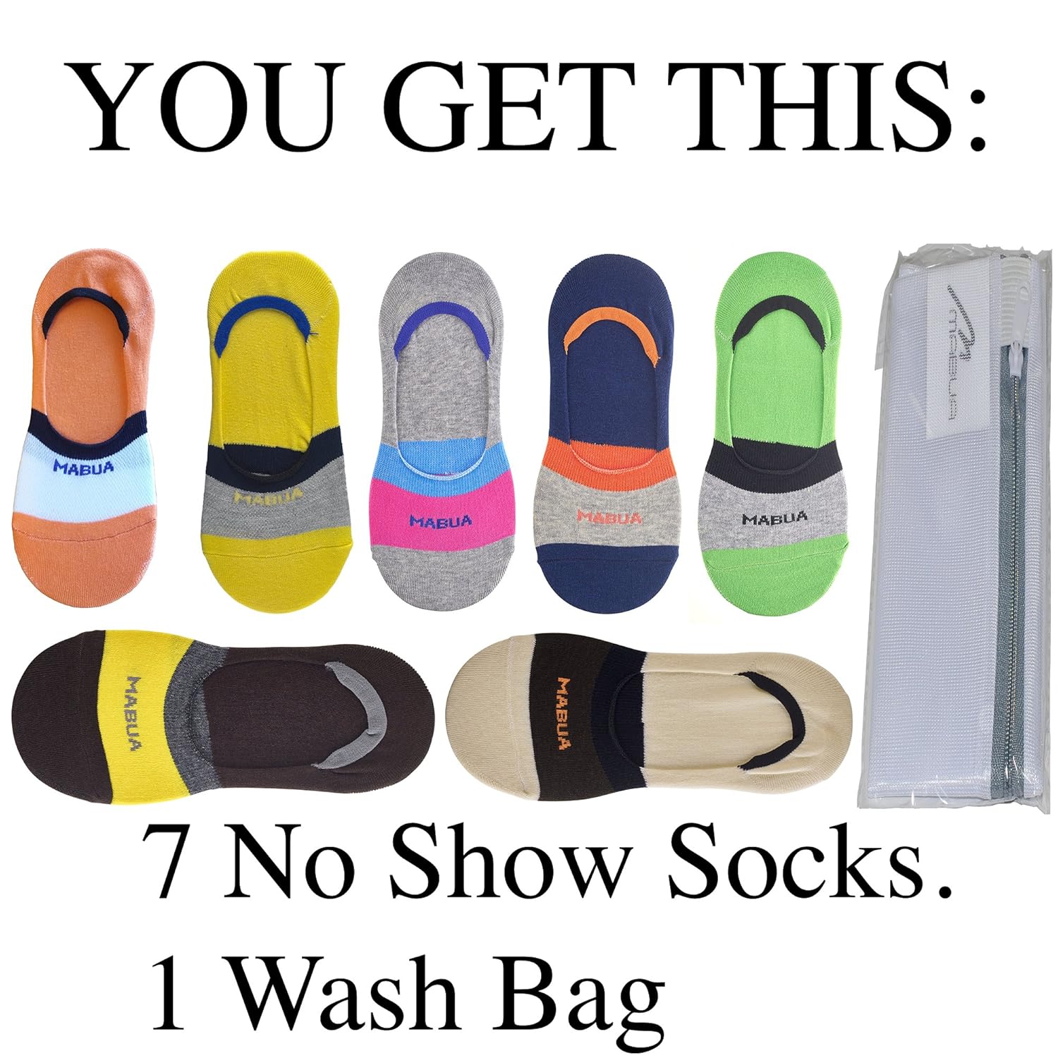 MABUA STRIPED HALF TOE NO SHOW LINER SOCKS LARGE 7 STRIPED SOCKS