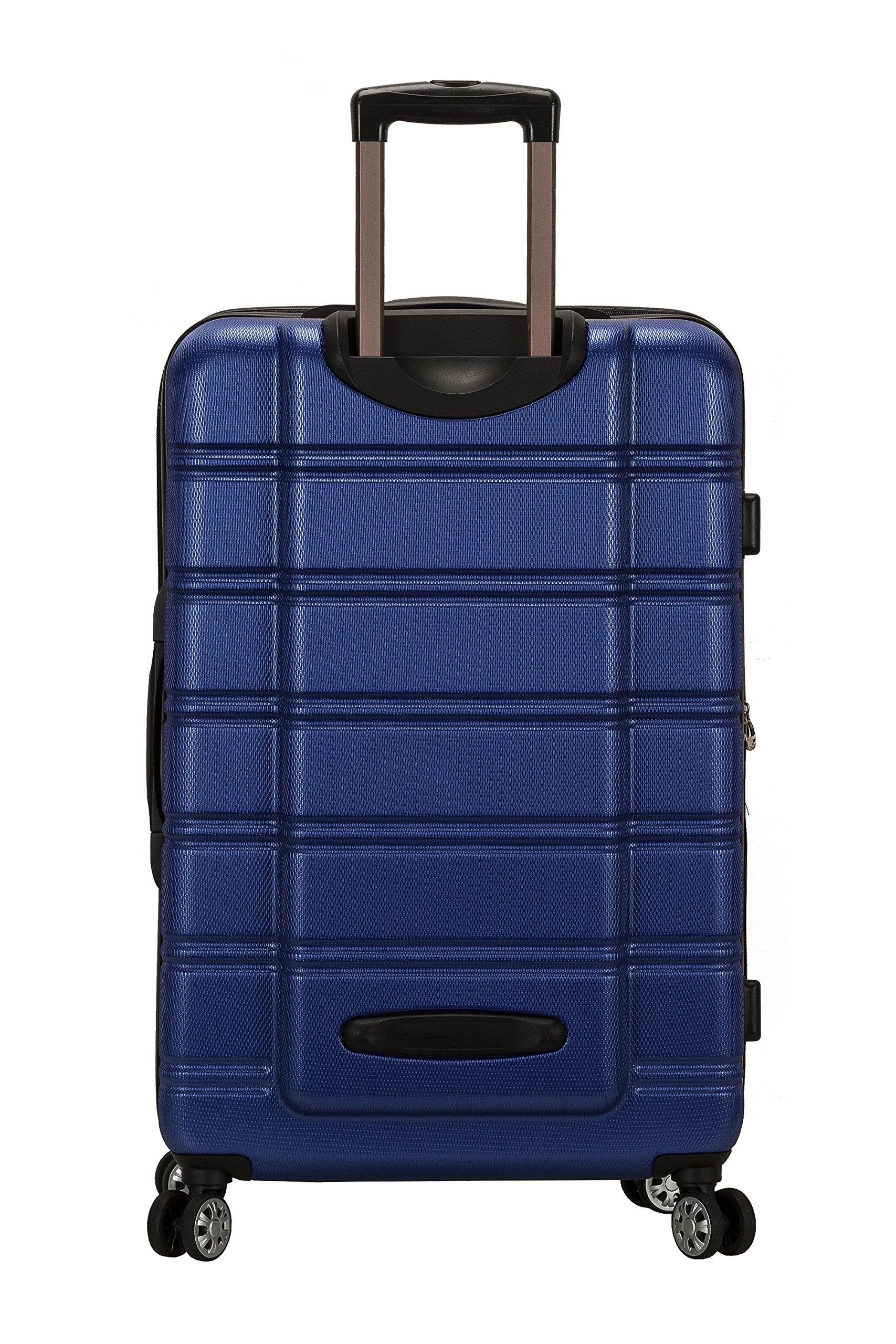 Rockland Melbourne Hardside Expandable Luggage with Spinner Wheels, Blue, Checked Large 28