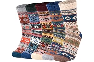 Moyel Wool Socks Men Thermal Thick Warm Socks for Men Pack Winter Men’s Cozy Nordic Crew Socks Gifts for Men Dad Grandpa