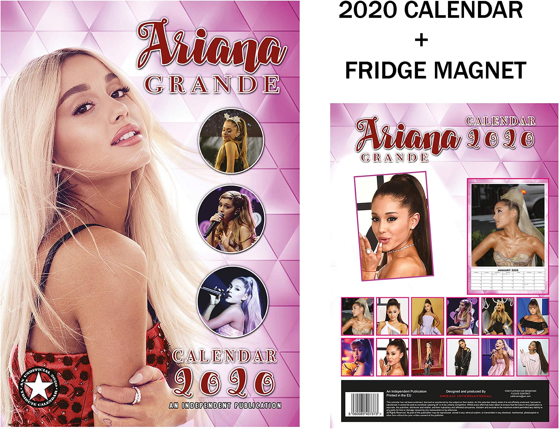 Calendar 2020 of ARIANA GRANDE with Fridge Magnet