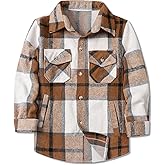 Kids Plaid Flannel Shirt for Boys, Fashion Long Sleeve Button Down Casual T Shirt
