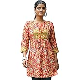 Yash Gallery Women's Short Kurti Floral Placement Printed Girls Indian Kurta For Summer