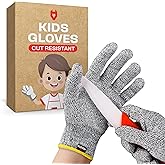 NoCry Cut Resistant Gloves for Kids, XXS (4-7 Years) - High Performance Level 5 Protection, Food Grade. Free Ebook Included!